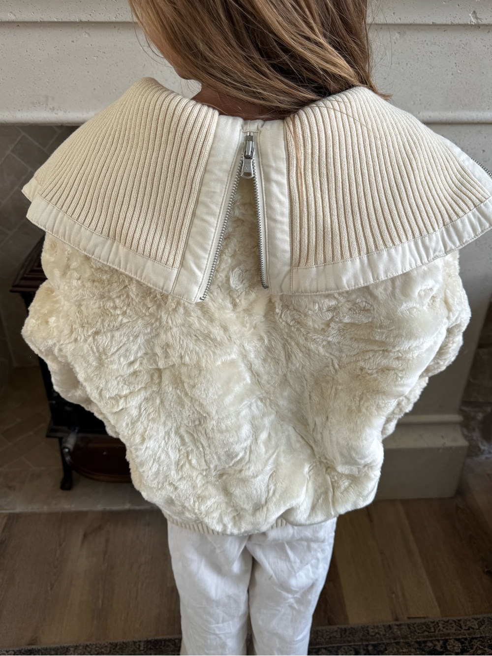 Vintage Nautica Cream Quilted Jacket with Ribbed Collar